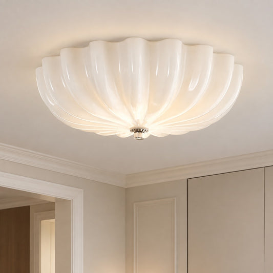 Zorael Modern Fluted Glass Flower Flush Ceiling Light
