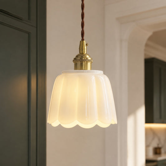 Sidney Vintage Ceramic Petals Pendant Light