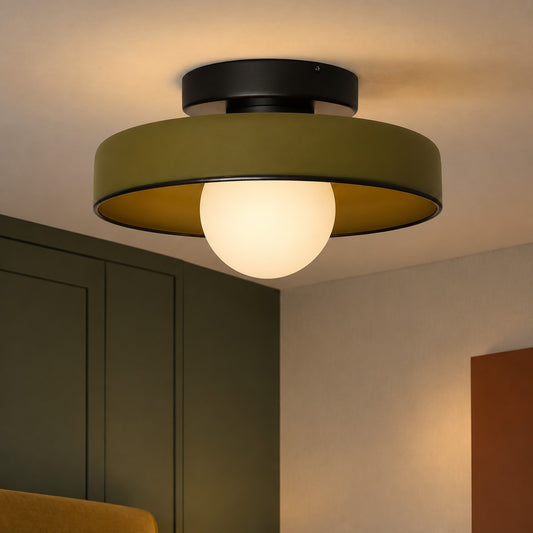 Orlena Modern White Glass Disc Orb Wall & Ceiling Light