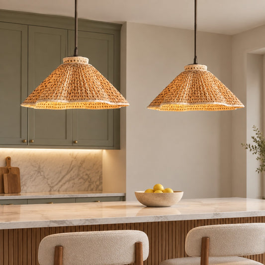 Drenor Retro Pleated Fabric Cone Pendant Light