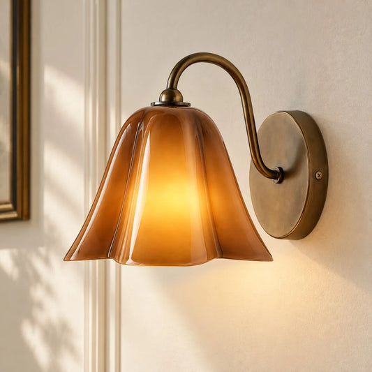 Nikolas Mid-Century Seashell Glass Wall Sconce