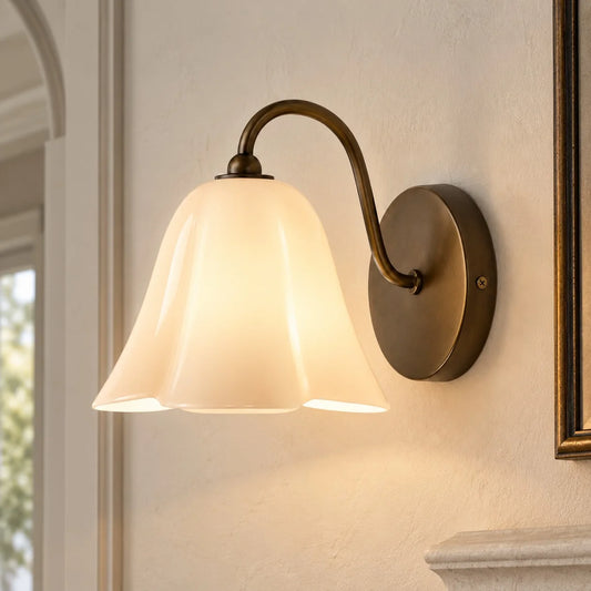 Nikolas Mid-Century Seashell Glass Wall Sconce
