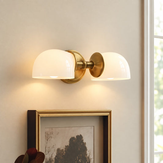 Ford Rustic Metal Double Milk Glass Wall Sconce