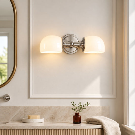 Ford Rustic Metal Double Milk Glass Wall Sconce