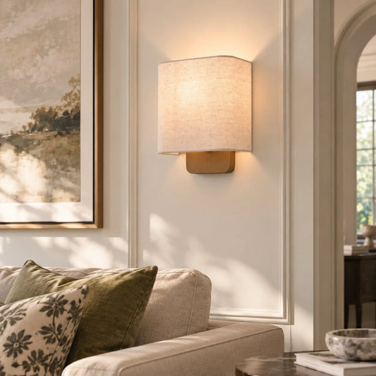 Urielis Modern Linen Shade Metal Wall Sconce