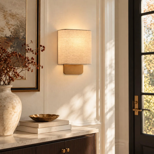 Urielis Modern Linen Shade Metal Wall Sconce
