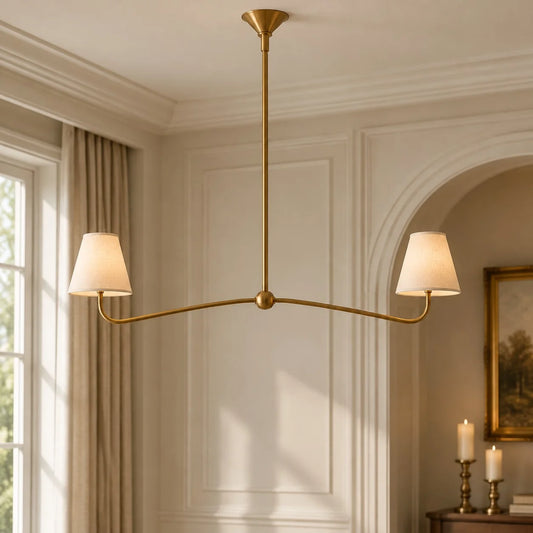 Atlas Vintage Arc Arm Multi Heads Fabric Chandelier