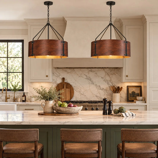 Chloe Vintage Industrial Bronze Drum Shade Pendant Light