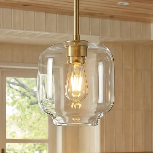 Virelai Modern Brass Pebble Glass Pendant Light