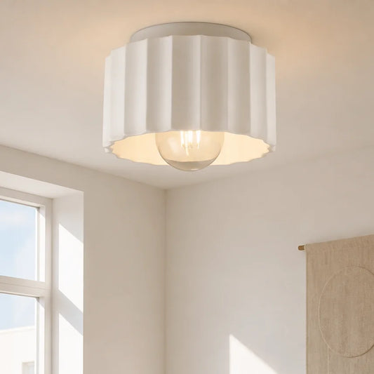 Zoey Modern Ceramic Fluted Flush Mount Ceiling Light
