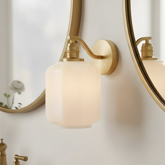Luna Modern Lantern Glass Brass Wall Sconce