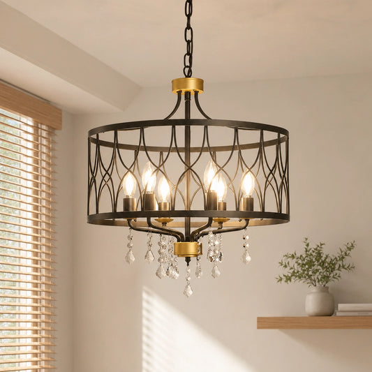 Cedric Farmhouse Metal Cage 6-Light Chandelier