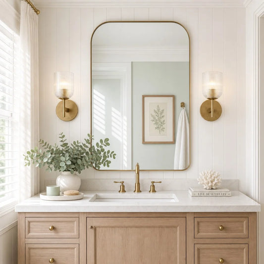Kelila Farmhouse Cooper Ribbed Glass Wall Sconce