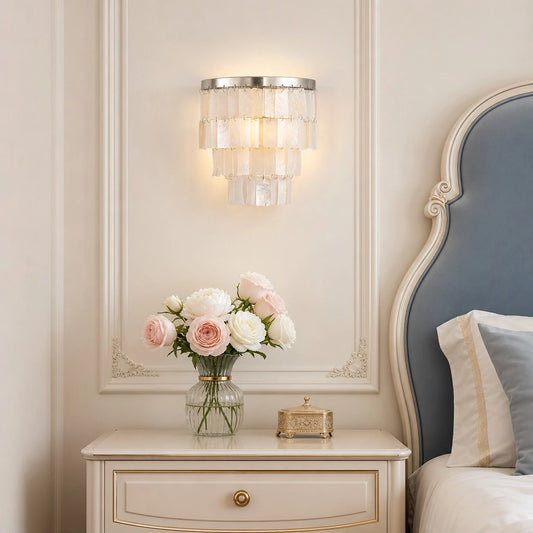 Qirien Vintage Tiered Rectangular Capiz Shell Wall Light