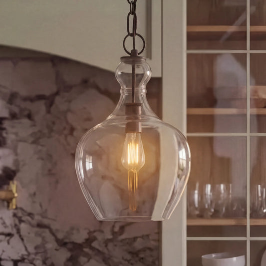 Industrial Clear Glass Pendant Light