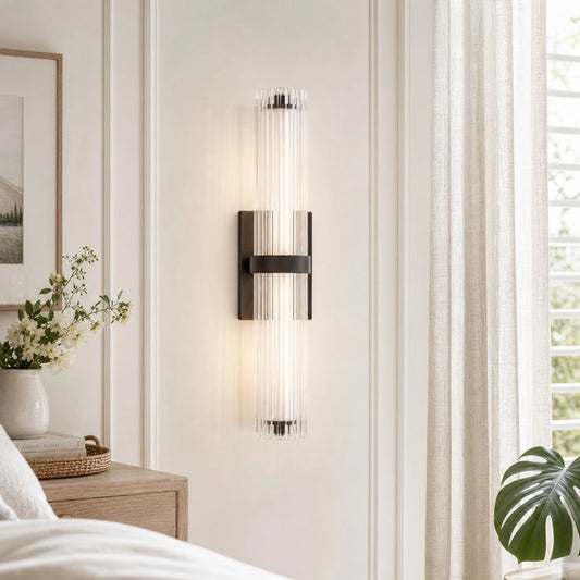 Siahna Fluted Glass LED Tube Wall Sconce