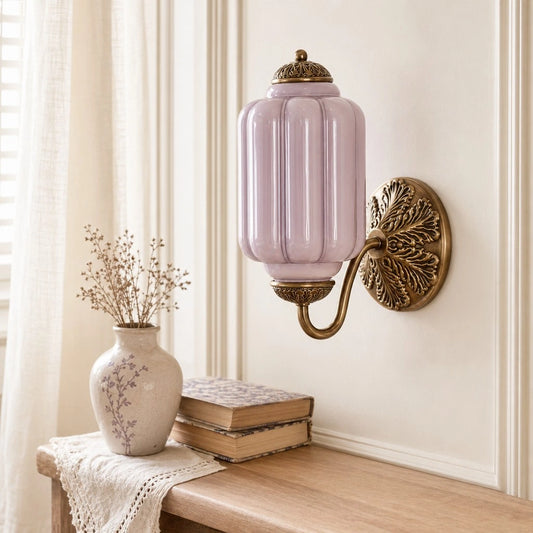 Ruth Vintage Scalloped Cream Glass Oiled Brass Wall Sconce