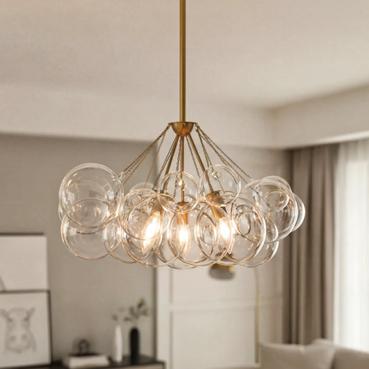 Brennan Modern Clear Glass Bubble Chandelier