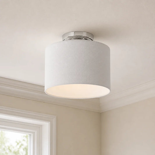 Lyra Fabric Drum Shade Semi Flush Mount Light