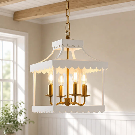 Ophelia Vintage Scalloped Lantern Metal Chandelier