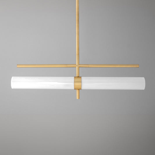 Dinah Modern Minimalist Cross Bar Cylinder Brass Chandelier