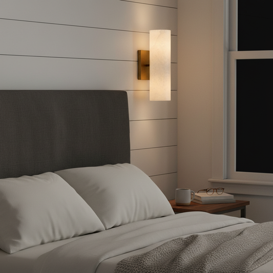 Modern Minimalist Metal Base Plaster Tubular Wall Lamp