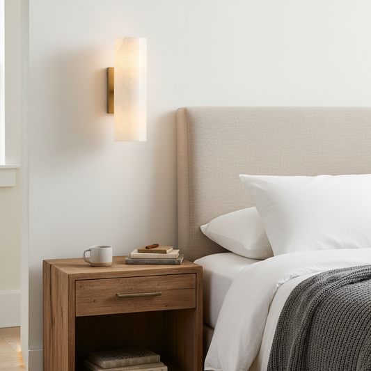 Modern Minimalist Metal Base Plaster Tubular Wall Lamp