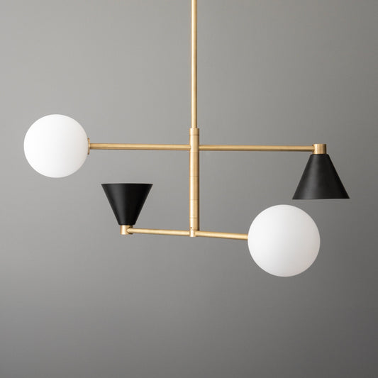 Makaiyla Modern Contrast Sphere Cone Brass Chandelier