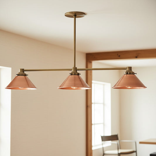 Mila Industrial Triple-Conical Copper Chandelier