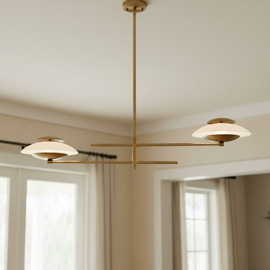 Charlie Retro Layered Disc Opal Glass Chandelier