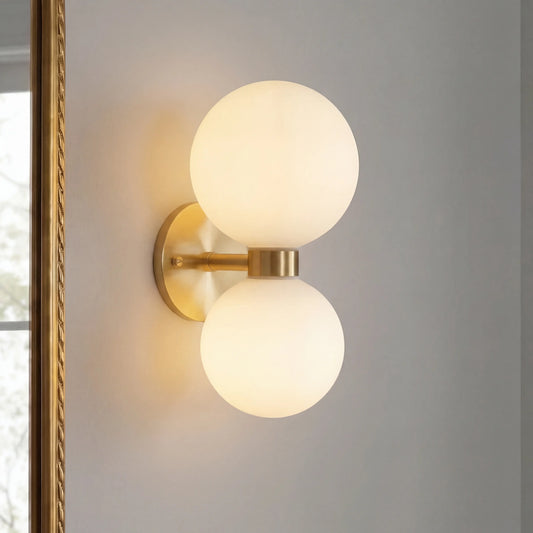 Round White Glass Bedroom Wall Lamp