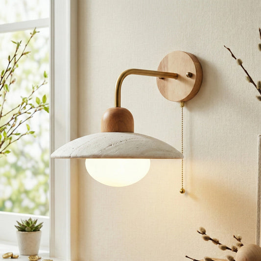 Jocelyn Modern Disc Travertine Cave Wall Lamp