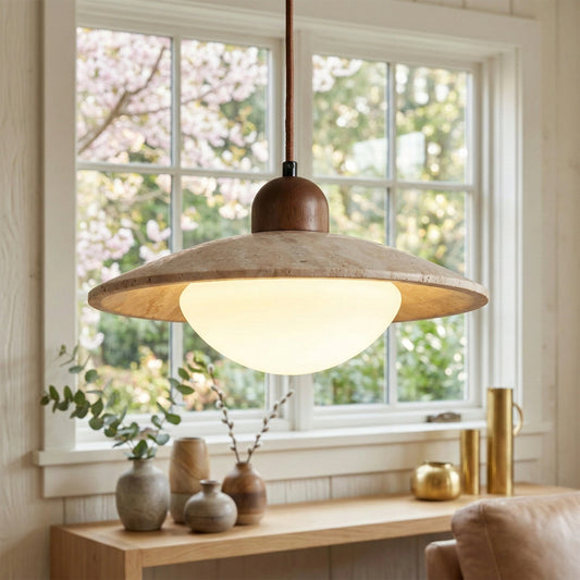 Svana Vintage Wabi-Sabi Travertine Pendant Light