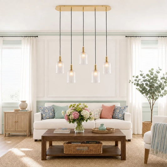 Latu Industrial Modern Ribbed Glass Chandelier