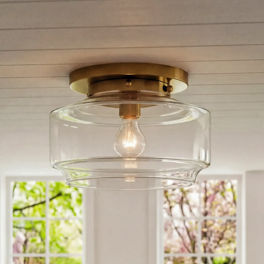 Tindra Modern Brass Glass Flush Mount Ceiling Light