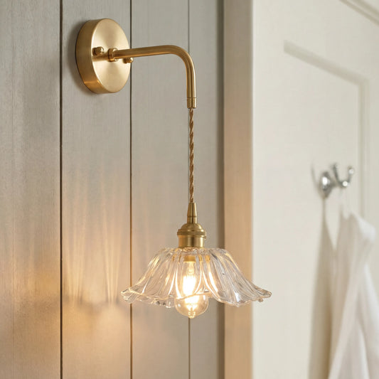 Flower Glass Brass Wall Light - 203GBWL