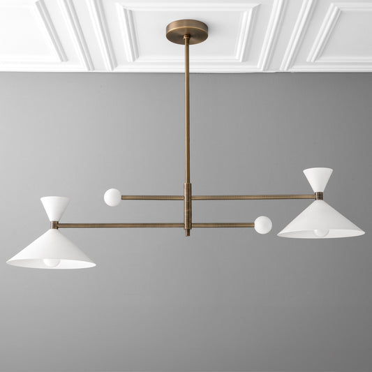 Nelly Contemporary Dual Arm Sphere Opal Glass Linear Chandelier