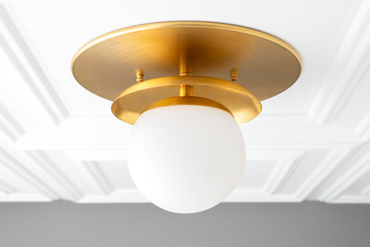 Zema Retro Dual Tier Globe Brushed Brass Ceiling Light