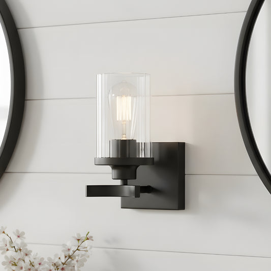 Arlo Modern Tube Fluted Glass Wall Sconce