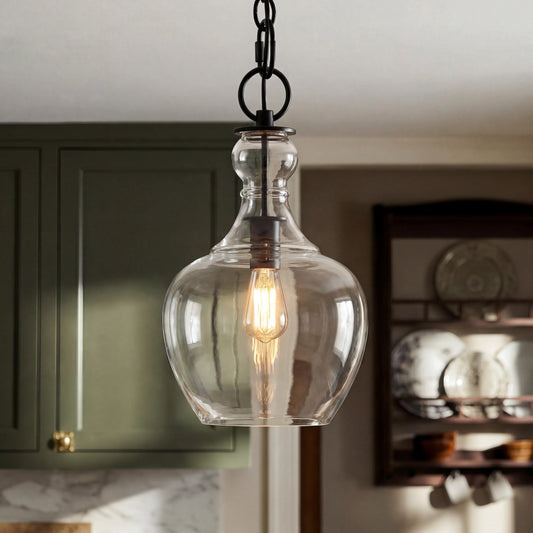 Industrial Clear Glass Pendant Light