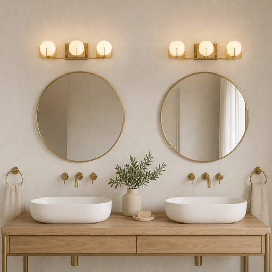 Crystal Modern Brass LED Milk Glass Vanity Light