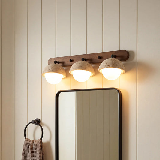 Ava Vintage Wabi-Sabi Travertine Natural Stone Globe Wall Sconce