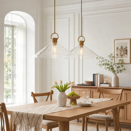 Arion Modern Farmhouse Cone Clear Glass Pendant Light
