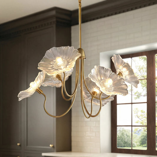 Modern Lotus Glass Flowers LED Chandelier