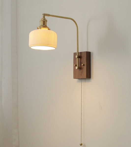 Ceramic Wall Light With Wood Plate - 109WL