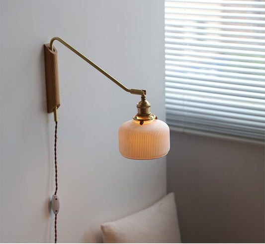 Ceramic Swing Arm Wood Wall Light - 210SWL