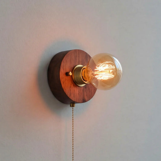 Glass Globe Wood Wall Light - 119WL