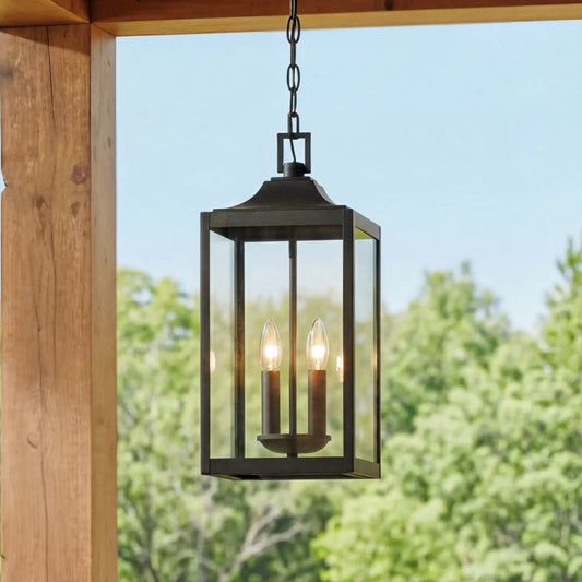 Eric Industrial Glass Lantern Outdoor Pendant Light
