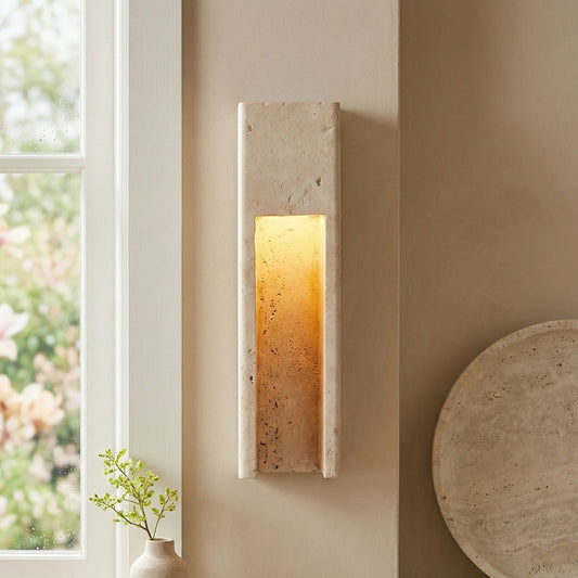 Zoey Minimalist Indoor-Outdoor Travertine Wall Sconce