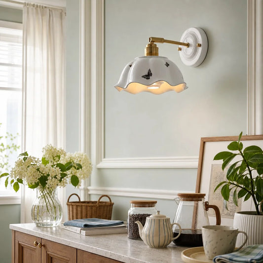 Flower Shape Ceramic Wall Sconce - 108CWP